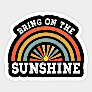 Vintage Retro Summer Sunset Rainbow Bring On The Sunshine Sticker